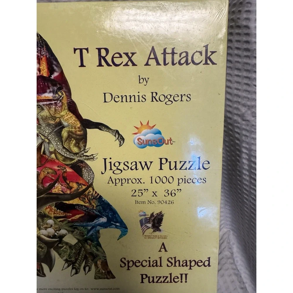 SunsOut Puzzle 1000 Pieces Shaped T-Rex Attack New Factory Sealed  25 x 26 inch